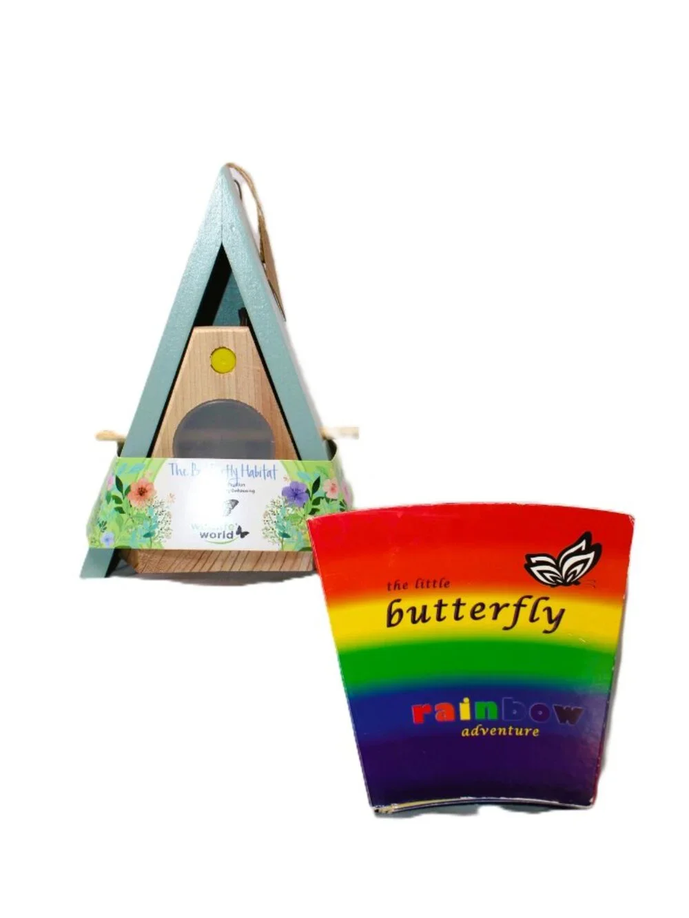 NWT The Butterfly Habitat Feeder Made of Wood by Wildlife World~Includes a Book